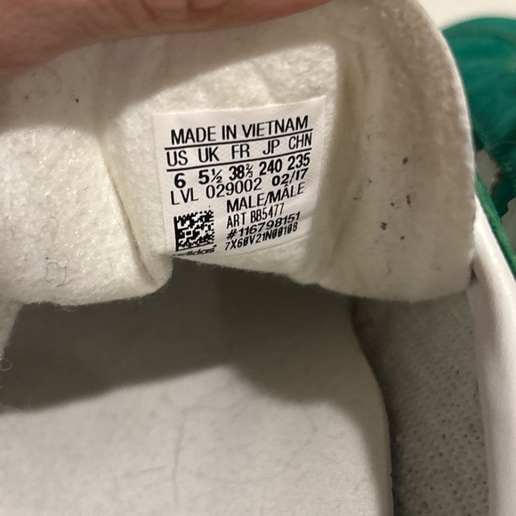 *SOLD*. Adidas Gazelle Emerald Sneakers with White Stripes - Picture 4 of 4